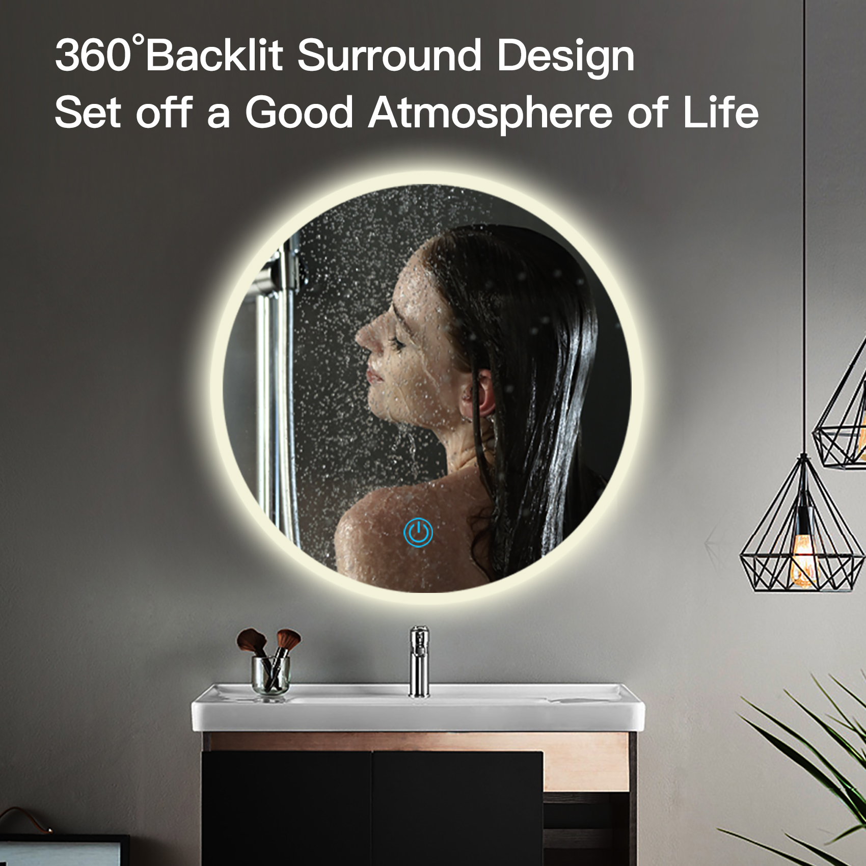 Specchio da salone da bagno illuminato a LED a parete personalizzato