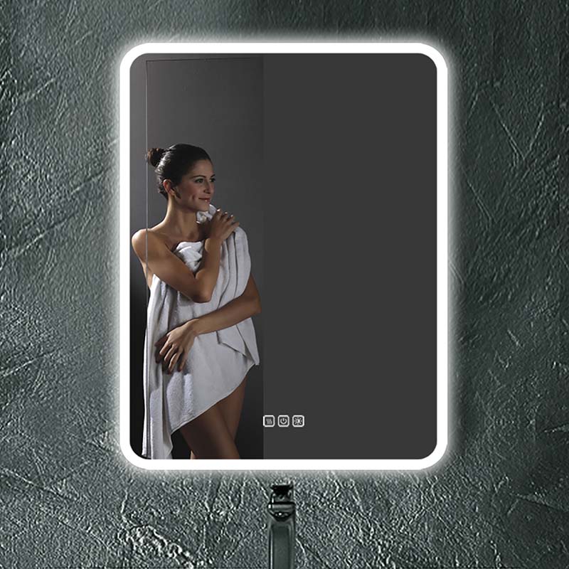 Specchio da bagno rettangolare retroilluminato a LED con antiappannante