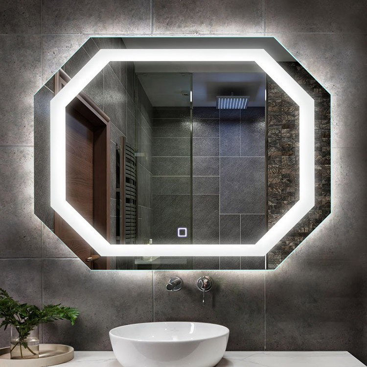 Specchio da bagno LED rombo senza cornice