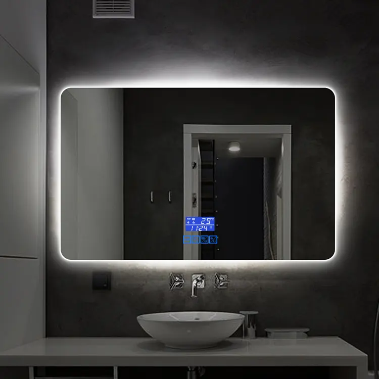 Specchio decorativo da bagno rettangolare a LED con cornice solida