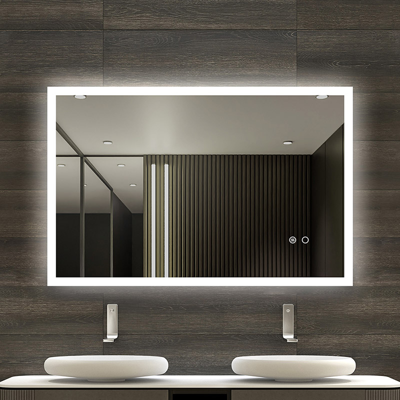 Specchio da bagno a led rettangolare con bordo in acrilico intorno