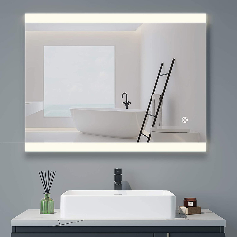 Specchio da bagno a led rettangolare con bordo in acrilico