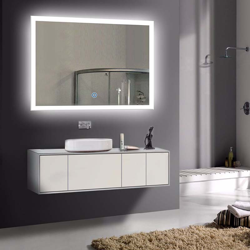 Specchio da bagno rettangolare a LED con cornice in acrilico