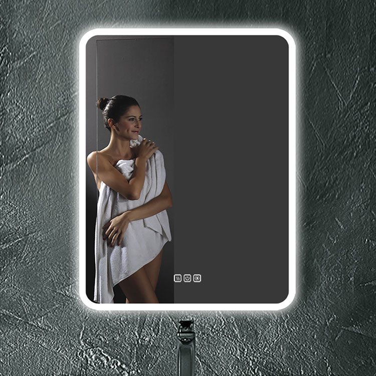 Specchio da bagno LED rettangolare con funzioni multiple