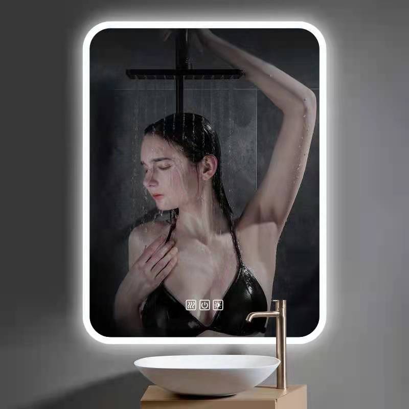 Specchio da bagno a LED rettangolare con interruttore a tre tocchi