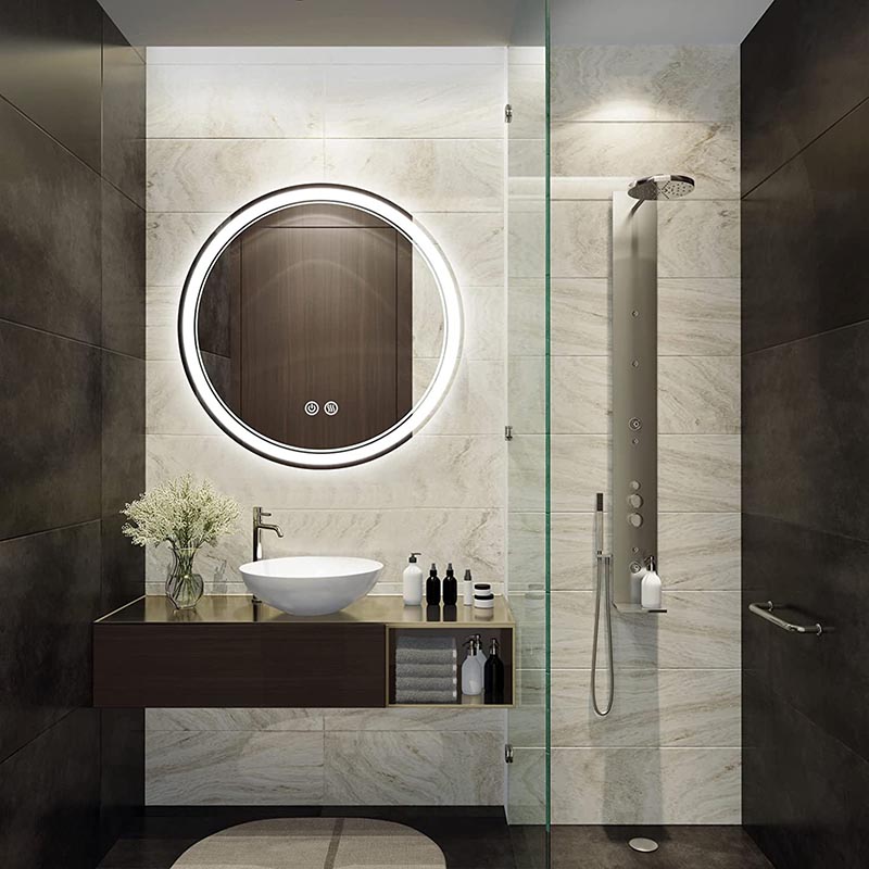 Specchio da bagno rotondo a LED per la decorazione dell'hotel