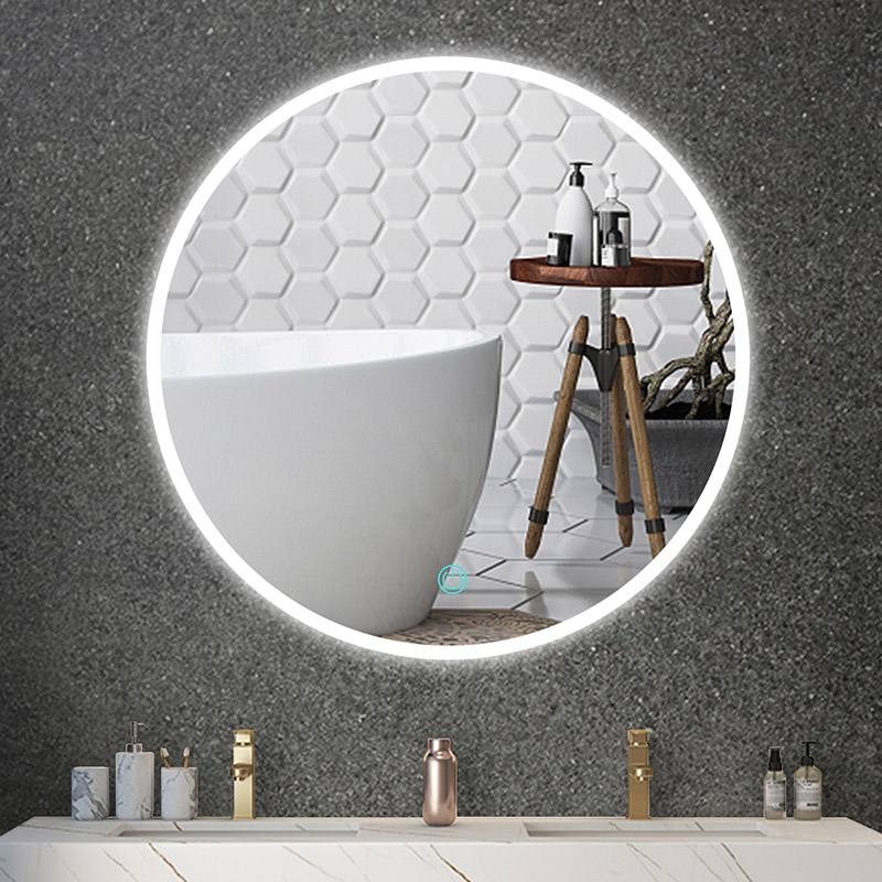 Specchio da bagno rotondo a LED con tocco singolo